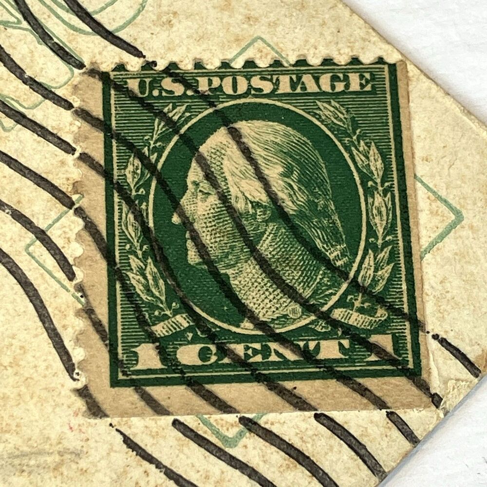 George Washington 1 Cent Stamp 1912 1913 Posted Chattanooga TN National Bank PC